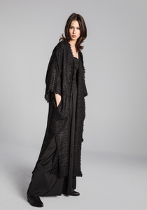 TWEED KIMONO COAT/ sparkling black