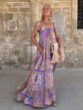 Load image into Gallery viewer, BAGGY MAXI DRESS with 6 mtrs ruffle/ pastel oriental print