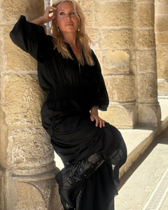 BOHOSOUL MAXI DRESS / black cotton voile