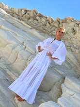 Load image into Gallery viewer, BOHOSOUL MAXI DRESS, 6 mtrs volant / white cotton voile