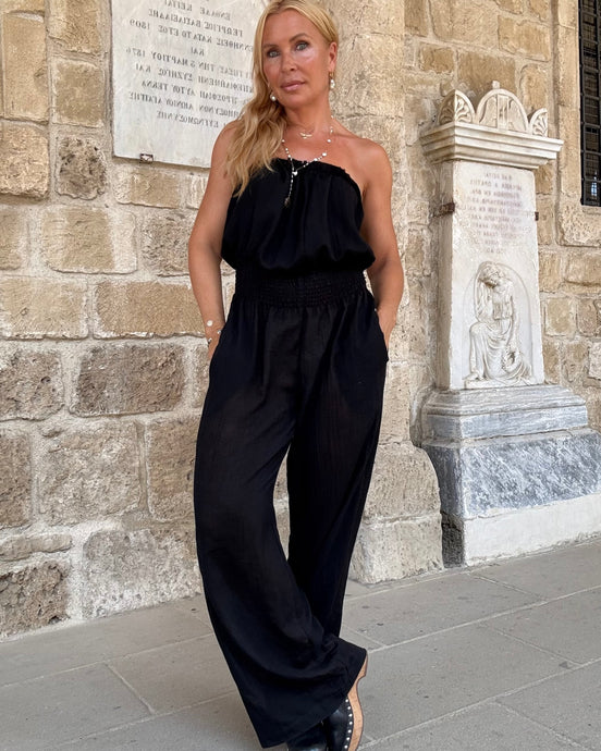 LUNA JUMPSUIT/ black cotton voile