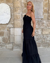Load image into Gallery viewer, LA ISLA MAXI DRESS/ black cotton voile