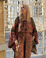 Load image into Gallery viewer, KIMONO BLOUSE / tourmaline print with golden thread