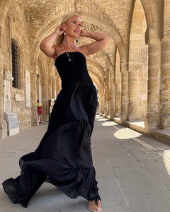 LA ISLA MAXI DRESS/ black cotton voile