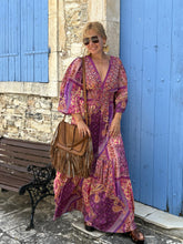 Load image into Gallery viewer, HIPPIE MAXI DRESS/ amethyst purple oriental print