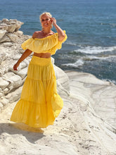 Load image into Gallery viewer, GYPSETTE MAXI SKIRT WITH 6 mtrs volant/ sunny yellow cotton voile