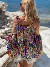 Load image into Gallery viewer, BUTTERFLY BLOUSE with ruffles/ gloral print pink +lilac