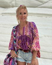 Load image into Gallery viewer, THALASSA BLOUSE WITH XL SLEEVES/ amethyst purple oriental print