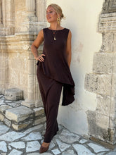 Load image into Gallery viewer, 4 SLIM MAXI SKIRT/ chocolate brown linen jersey