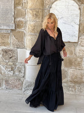 Load image into Gallery viewer, GYPSETTE MAXI SKIRT / black cotton voile