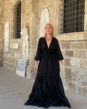 Load image into Gallery viewer, HIPPIE MAXI DRESS/ black cotton voile