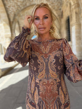 Load image into Gallery viewer, MIA MAXI DRESS/ caramel brown paisley
