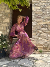 Load image into Gallery viewer, HIPPIE MAXI DRESS/ amethyst purple oriental print