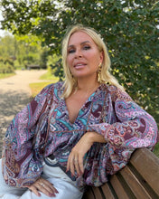 Load image into Gallery viewer, THALASSA BLOUSE/ purgundy/ pink/ turquoise paisley