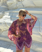 Load image into Gallery viewer, SHORT KIMONO/ amethyst purple oriental print
