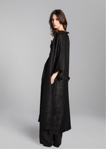 TWEED KIMONO COAT/ sparkling black