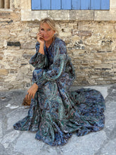 Load image into Gallery viewer, NOMAD MAXI DRESS/ brown and blue paisley