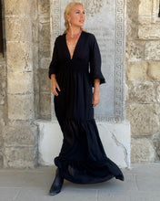 Load image into Gallery viewer, HIPPIE MAXI DRESS/ black cotton voile