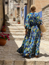 Load image into Gallery viewer, BOHOSOUL MAXI DRESS/ blue floral print