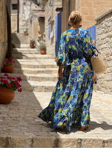 BOHOSOUL MAXI DRESS/ blue floral print