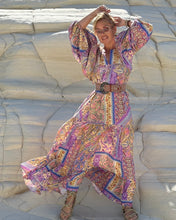 Load image into Gallery viewer, THALASSA MAXI DRESS/ pastel oriental print, lilac+ butter yellow