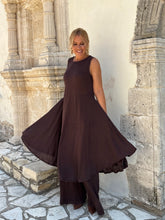 Load image into Gallery viewer, 7 CLOCHÉ MIDI DRESS/ chocolate brown linen jersey