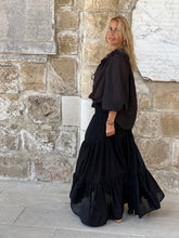 Load image into Gallery viewer, GYPSETTE MAXI SKIRT / black cotton voile
