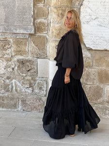 GYPSETTE MAXI SKIRT / black cotton voile