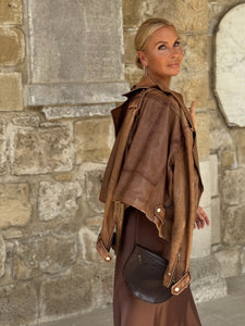 WAVE SLIP DRESS/ Milk chocolate brown satin