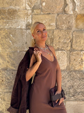 Load image into Gallery viewer, SLIP MAXI DRESS/ milk chocolate brown crepe satin
