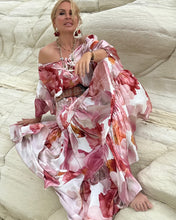 Load image into Gallery viewer, YASMINE MAXI DRESS with 6 mtrs volant/ blush pink xl flowers