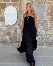 Load image into Gallery viewer, LA ISLA MAXI DRESS/ black cotton voile