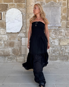 LA ISLA MAXI DRESS/ black cotton voile