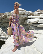 Load image into Gallery viewer, YASMINE MAXI DRESSwith 6 mtrs skirt / pastel oriental print