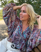 Load image into Gallery viewer, THALASSA BLOUSE/ purgundy/ pink/ turquoise paisley