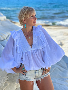 BOHEMIA BLOUSE / white cotton voile with cotton lace