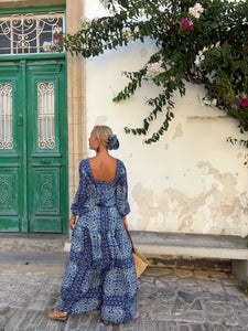 CARO MAXI DRESS/ navy blue floral print