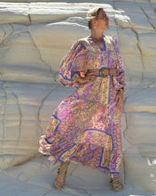 Load image into Gallery viewer, THALASSA MAXI DRESS/ pastel oriental print, lilac+ butter yellow