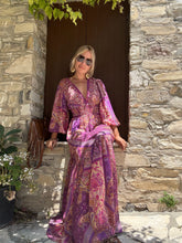 Load image into Gallery viewer, HIPPIE MAXI DRESS/ amethyst purple oriental print