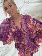 Load image into Gallery viewer, RUFFLE MINI SKIRT/ amethyst purple oriental print