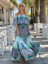 Load image into Gallery viewer, ALEGRIA MAXI SKIRT/ green and pastel oriental print