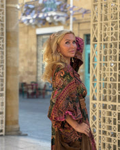 Load image into Gallery viewer, THALASSA MAXI DRESS/ tourmaline print with golden thread