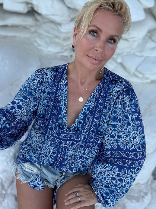 NOMAD BLOUSE / navy blue floral print