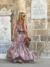 Load image into Gallery viewer, KARIATIDE MAXI DRESS/ Cafe Latte:  beige+dusty rose silk
