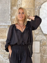Load image into Gallery viewer, YASMINE BLOUSE/  black cotton voile
