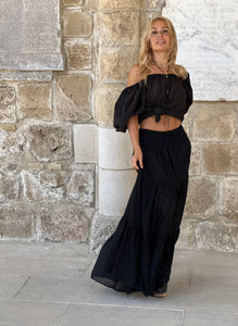 GYPSETTE MAXI SKIRT / black cotton voile