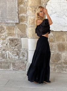 GYPSETTE MAXI SKIRT / black cotton voile
