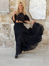 Load image into Gallery viewer, GYPSETTE MAXI SKIRT / black cotton voile