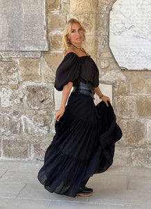 GYPSETTE MAXI SKIRT / black cotton voile