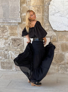 GYPSETTE MAXI SKIRT / black cotton voile